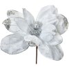 Clayre & Eef 66159 Vánoční dekorace Flower White Silver Ø 25 cm Plastová