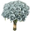 Clayre & Eef Kytice růží modro-zelená 24 květů 30 cm umělé