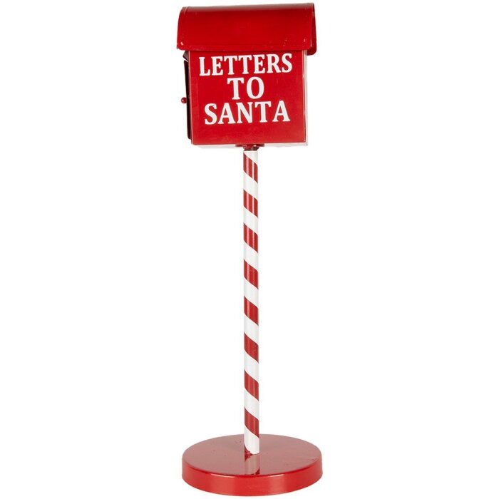 Clayre & Eef Letterbox Letters to Santa Red Ø15x50cm Country Style Metal