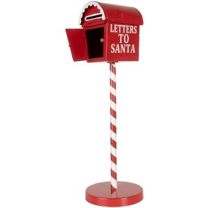 Clayre & Eef Letterbox Letters to Santa Red Ø15x50cm Country Style Metal