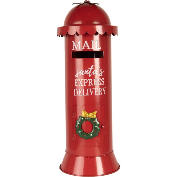 Clayre & Eef 6Y5859 Poštovní schránka červená Ø19x52cm Santas Expresní doručení