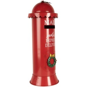 Clayre & Eef 6Y5859 Poštovní schránka červená Ø19x52cm Santas Expresní doručení