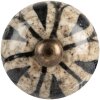 Clayre & Eef 66042 Dveřní klika keramická šedá černá Ø 3x3 cm