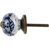 Clayre & Eef Knob Ceramic Blue Ø3cm Antique Design pro nábytek Zásuvky Dveře