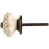 Clayre & Eef Knob Keramické dveře béžově hnědé Ø4x3cm Boho Vintage styl