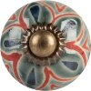 Clayre & Eef 66051 Dveřní knoflík Boho Zelená Oranžová Modrá Ø3cm S4cm