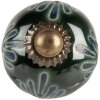 Clayre & Eef Klika na dveře keramická zelená modrá Ø3cm Boho styl