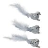 Clayre & Eef 66137 Dekorační sada 3 stříbrných ptáčků s peřím 12x3x4 cm Klip