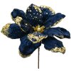 Clayre & Eef 66149 Vánoční dekorace Flower Blue Gold Ø24x27 cm
