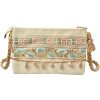Juleeze JZBG0320 Taška béžová 30x3x18 cm Boho spojka s výšivkou