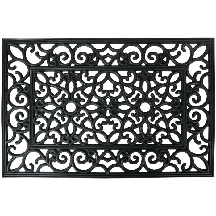 Clayre & Eef MC270 Rohožka na dveře černá 60x40x1 cm gumová obdélníková Classic