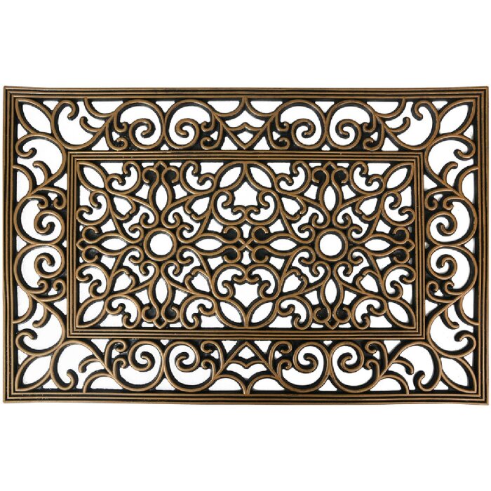 Clayre & Eef MC271 Rohožka na dveře černá se zlatými akcenty 60x40 cm