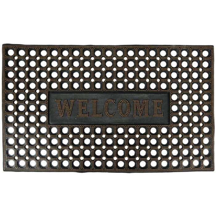 Clayre & Eef MC272 Rohožka na dveře černá zlatá 75x45x1 cm venkovský styl