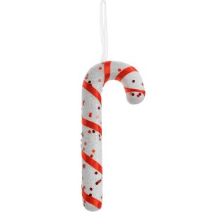 Clayre & Eef 66176 Dekorace přívěsek Candy Cane 7x2x17 cm bílá červená