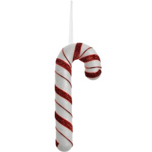 Clayre & Eef Dekorativní přívěsek Candy Cane White Red 8x3x20 cm