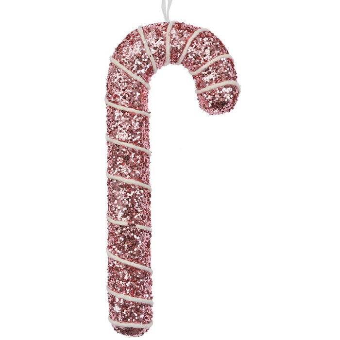 Clayre & Eef 66179 Dekorativní přívěsek Candy Cane Pink Glitter 7x2x17cm
