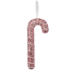 Clayre & Eef 66179 Dekorativní přívěsek Candy Cane Pink Glitter 7x2x17cm
