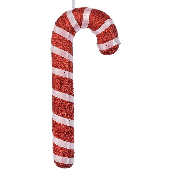 Clayre & Eef Vánoční ozdoba candy cane červená bílá 17 cm plastová