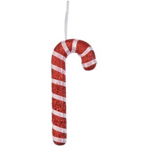Clayre & Eef Vánoční ozdoba candy cane červená bílá 17 cm plastová