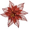 Clayre & Eef Vánoční květinová sada 2ks červená Ø15x2cm Plastová třpytivá dekorace
