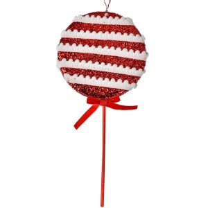 Clayre & Eef Vánoční dekorace Lollipop Red White 14x4x30 cm