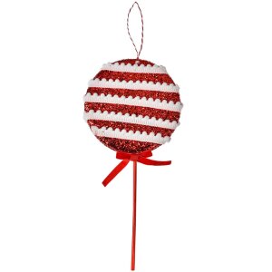 Clayre & Eef Vánoční dekorace Lollipop Red White 14x4x30 cm