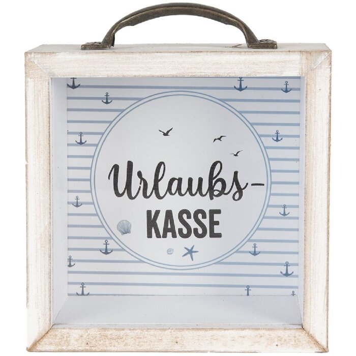 Clayre & Eef 65878 Pokladnička bílá 15x8x18 cm venkovský styl MDF sklo