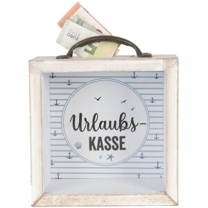 Clayre & Eef 65878 Pokladnička bílá 15x8x18 cm venkovský styl MDF sklo