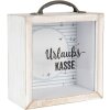 Clayre & Eef 65878 Pokladnička bílá 15x8x18 cm venkovský styl MDF sklo