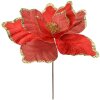 Clayre & Eef Vánoční dekorace Flower Red Gold Ø 44x46 cm Plastové