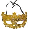 Clayre & Eef 66192 Maska zlaté barvy 18x8x11 cm Polyesterová třpytivá maska Ball