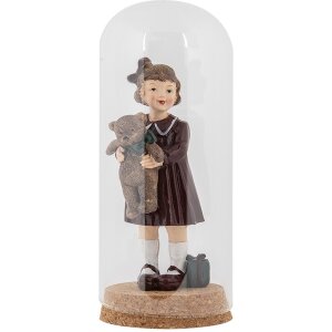 Clayre & Eef Skleněný zvon Ø 8x20 cm s korkovým podstavcem Průhledné sklo