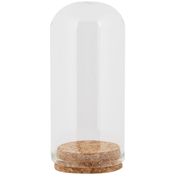 Clayre & Eef Skleněný zvonek Ø5x10cm Průhledný s korkovým dnem Deco