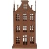 Clayre & Eef 6Y5775 Sada 2 kovových dekorací domeček hnědý venkovský styl 11x11x21cm