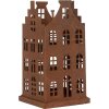 Clayre & Eef 6Y5775 Sada 2 kovových dekorací domeček hnědý venkovský styl 11x11x21cm