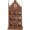Clayre & Eef 6Y5775 Sada 2 kovových dekorací domeček hnědý venkovský styl 11x11x21cm