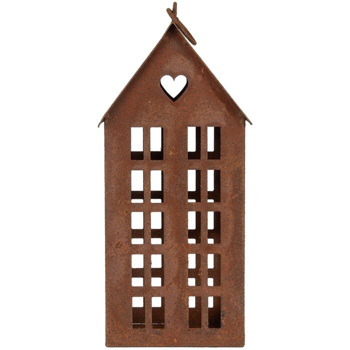 Clayre & Eef 6Y5792 Dekorace dům kovová hnědá 13x11x30 cm venkovský styl