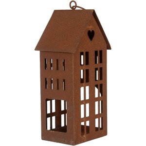 Clayre & Eef 6Y5792 Dekorace dům kovová hnědá 13x11x30 cm venkovský styl