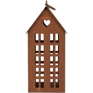 Clayre & Eef 6Y5792 Dekorace dům kovová hnědá 13x11x30 cm venkovský styl