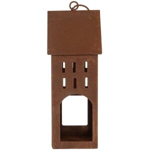 Clayre & Eef 6Y5792 Dekorace dům kovová hnědá 13x11x30 cm venkovský styl