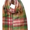 Juleeze JZSC0820GR Šála zeleno-hnědo-růžová kostkovaná 35x212 cm Dámské třásně