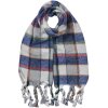 Juleeze JZSC0824BL Dámská šála Blue Grey Checked 50x200 cm
