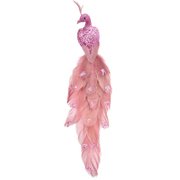 Clayre & Eef 66139 Dekorace Bird Pink 30x7x10 cm Plastová vánoční dekorace