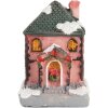 Clayre & Eef 6PR5734 Dekorace domeček s LED diodami růžovo-šedá 4x5x6 cm