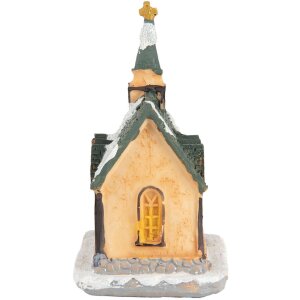 Clayre & Eef 6PR5736 Dekorace Dům LED 6x5x9 cm Polyresin oranžovo-zelená