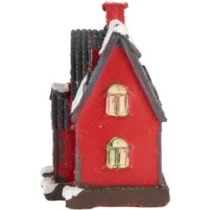 Clayre & Eef 6PR5739 Dekorace Dům LED červená šedá 6x5x7 cm Polyresin