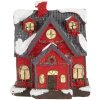 Clayre & Eef 6PR5739 Dekorace Dům LED červená šedá 6x5x7 cm Polyresin