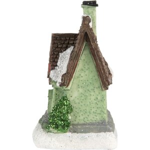 Clayre & Eef 6PR5740 Dekorace Domeček s LED diodami 5x5x8 cm Vánoční dekorace z polyresinu
