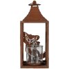 Clayre & Eef 6Y5776 Lucerna 15x15x37 cm Hnědá kovová s motivem kočky ve starožitném stylu