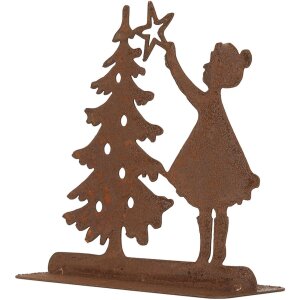 Clayre & Eef 6Y5780 Dekorace Dítě s vánočním stromkem hnědá 14x5x14 cm